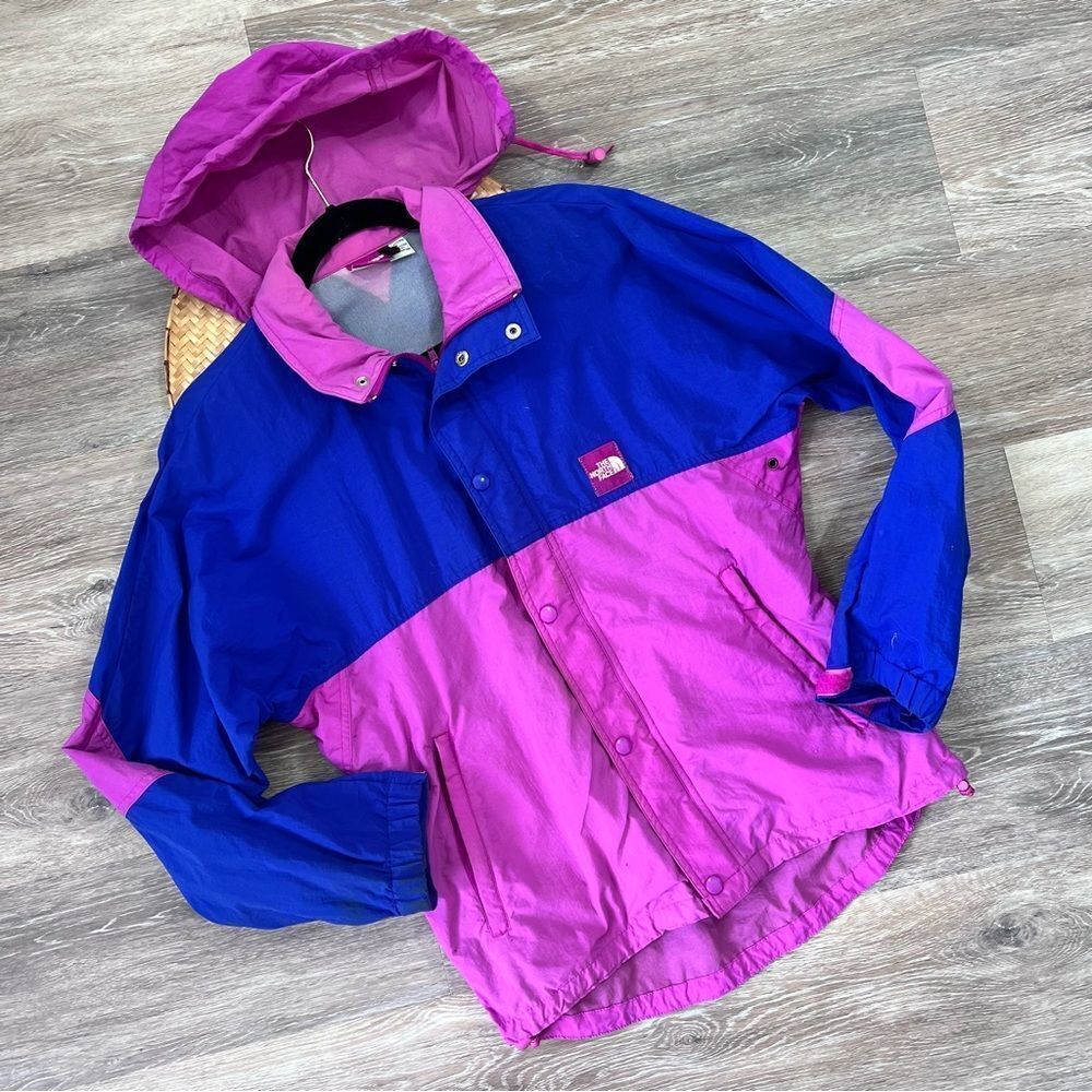 Vintage the north face windbreaker hooded jacket pink and blue